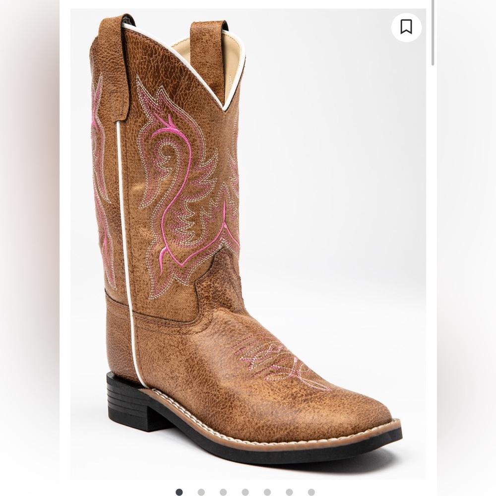 SHYANNE GIRLS' MADISON FAUX LEATHER WESTERN BOOTS - SQUARE TOE Size 4